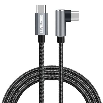 NEXTBATT USB-C til USB-C Vinklet Kabel 60W, 2m - Sort