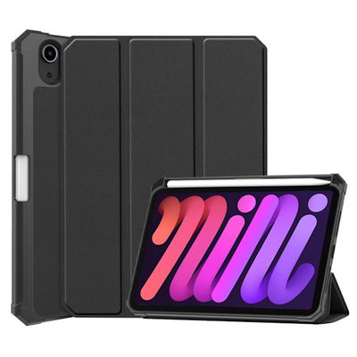 iPad Mini 6 2021 / Mini A17 Pro 2024 Tri-fold Cover med penneholdere - Sort