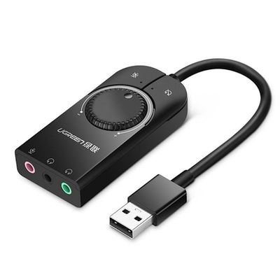 UGREEN USB Eksternt Stereo Lydkort Adapter, 15cm - Sort