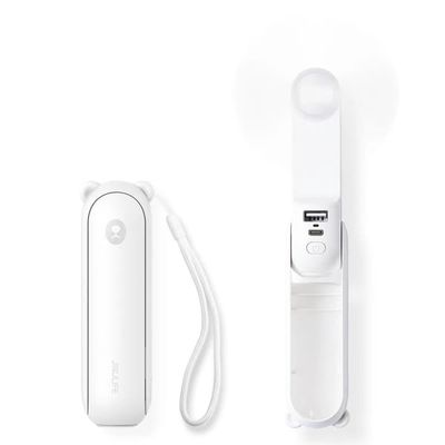 Jisulife Life8 Plus Bærbar USB-blæser med Powerbank og Lommelygte, 4500mAh – Hvid