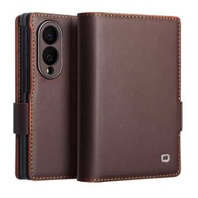 QIALINO Samsung Galaxy Z Fold8 Pungcover i Ægte Læder - Brun