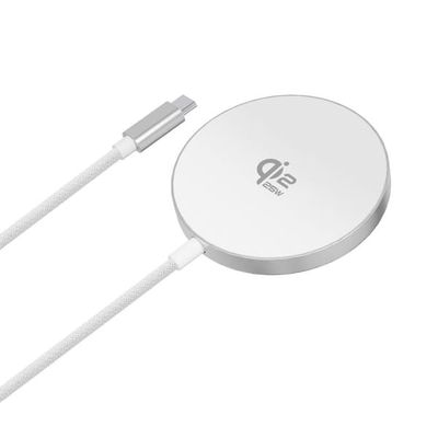 4Smarts Qi2 25W Trådløs Oplader MagSafe – Hvid, 1,5 m