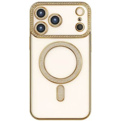 Diamond bling MagSafe deksel til Apple iPhone 18 Pro Max - Gold