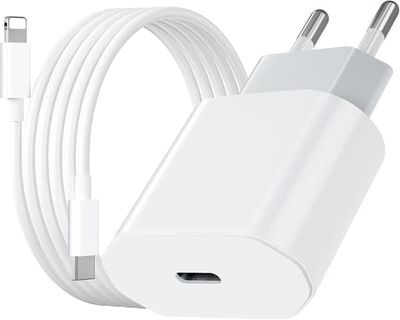 iPhone Hurtiglader USB-C PD 3.0. 20W Strømadapter + Kabel