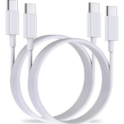 2 x 2Meter 60W Hurtigladekabel USB-C - USB-C For iPhone 15 /16 Samsung mm