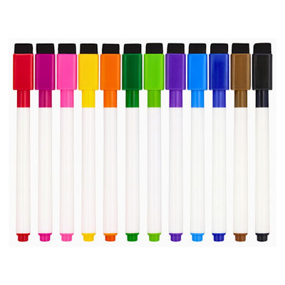 12-Pack - Whiteboard blyanter med viskelæder - Blyanter