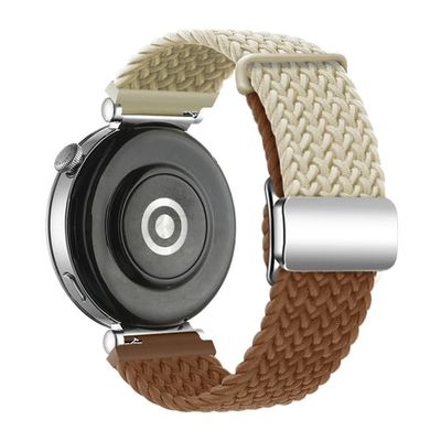 Huawei Watch GT 4 41mm Universal 18mm Watch Strap Woven Wrist Band with Silver Magnetic Buckle - Starlight+Brown