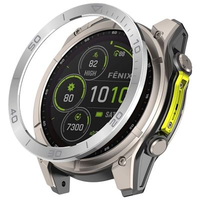 Garmin Fenix 8 47 mm AMOLED-version Metallram Skrapbeständig skyddsring - Silver + Grå