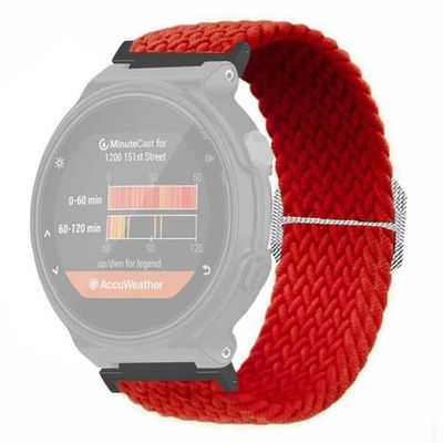Garmin Forerunner 220 / 230 / 235 / 735XT / 620 / 630 Watch Strap Stretchy Braided Nylon Band - Rød