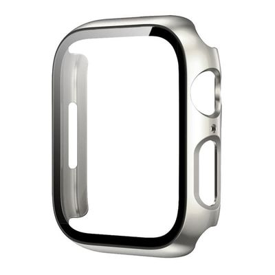 Utekset Apple Watch Series 3 38 mm / 2 38 mm / 1 38 mm Matt gummiert PC-ramme med skjermbeskytter i herdet glass - Sølv