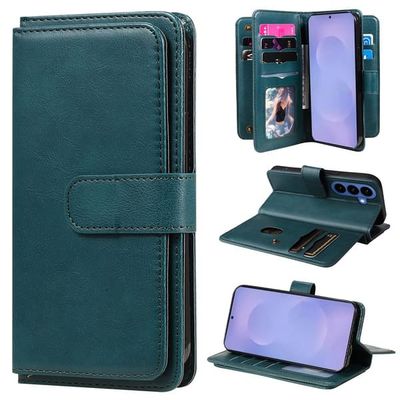 Lommebok-etui med 10 lommeseksjoner for Samsung Galaxy S26 / Samsung Galaxy S26 Plus - Grønn