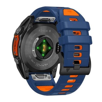 26mm urrem Garmin Fenix 8 51mm / Instinct 2X / Fenix 7X / Enduro 2 , Dual Color Silicone Replacement Strap - Safir + Orange
