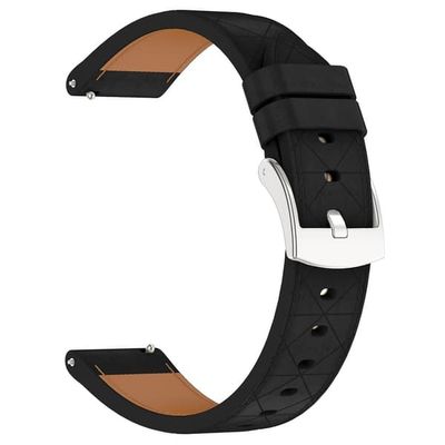 20 mm klokkerem Garmin vivoactive 5 / Venu 2 Plus / Samsung Galaxy Watch7 Ekte okseskinnsrem med sølvspenne - Svart