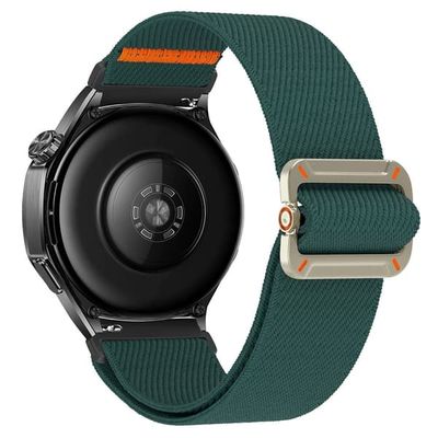 Samsung Galaxy Watch7 44 mm / 40 mm nylonarmbånd 20 mm elastisk håndleddsrem - Svartgrønn
