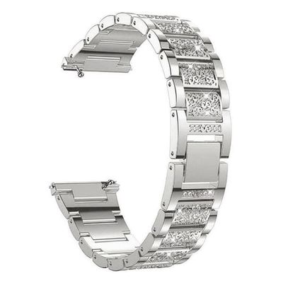 18mm Universal 3-perle rhinestone dekor urrem - Sølv