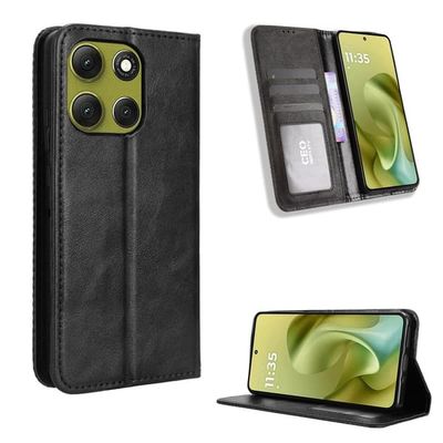 Skinn-etui i lommebok-stil for Motorola Moto G86 - Svart