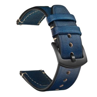 18mm Strap Huawei Watch GT 5 Pro 42mm / GT 5 41mm / Garmin Venu 3S / Forerunner 265S Genuine Cow Leather Watch Band - Blue