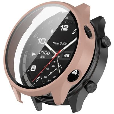 OnePlus Watch 2R / Watch 2 Etui Hardt støtbestandig fullt beskyttende urdeksel med herdet glassfilm - Rosa
