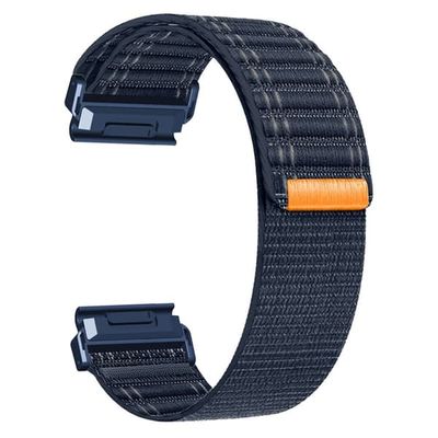 22mm Watchband Garmin Fenix 8 (47mm) / 7 / 6 / 5 Bands Titanium Nylon Loop Wrist Strap - Mørkeblå / Blå