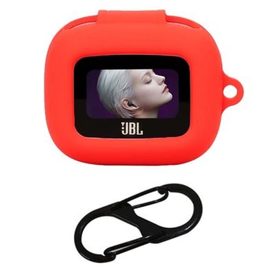 JBL Live Flex 3 Etui Anti-Drop Høretelefon Silikone Cover med hængende spænde - Rød