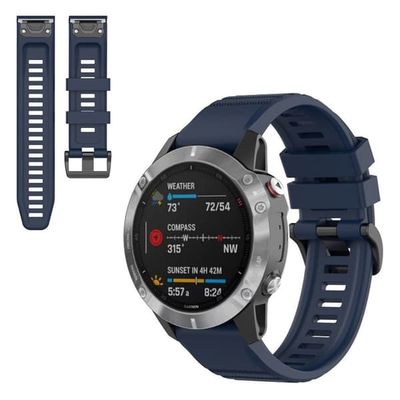 Garmin Fenix 6X Pro silikonarmbånd - Mørkeblå