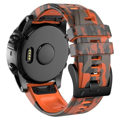 26 mm kamuflasjemønstret klokkerem i silikon til Garmin-klokke - Kamuflasje Oransje