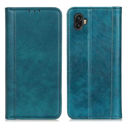 Ekte lærdeksel med magnetisk lukking for Samsung Galaxy Xcover 6 Pro - Grønn