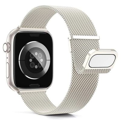 KALEBOL Apple Watch Series 41mm - 40mm - 38mm Milanese Mesh Strap Magnetic Watch Band - Starlight
