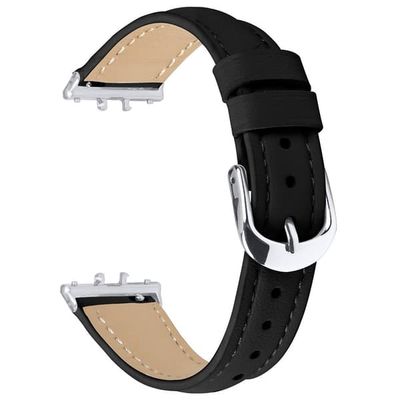 Samsung Galaxy Fit3 klockarmband Silver Buckle Slim Leather Strap - Svart