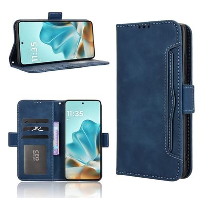 Lommebok-etui i moderne skinn-design Motorola Edge 60 Fusion 5G - Blå