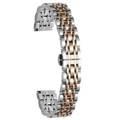 Garmin Lily 2 Watch Band 7-Beads 14 mm erstatningsrem i rustfritt stål - Sølv + Rose Gull