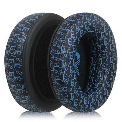 1 Pair Replacement Earpads Sennheiser Momentum 2 Headphones Printed Design Ear Cushions - Black + Blue