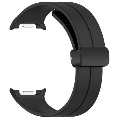 Urrem til Samsung Galaxy Watch8 44 mm / 40 mm / Watch8 Classic 43 mm / 47 mm / Watch Ultra 2 foldespænde silikonearmbånd - Sort