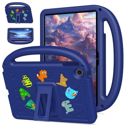Lenovo Tab 10.1 (2025) TB-311XU / Tab TB311FU Kickstand Case Skum og støtbestandig beskyttelsesdeksel for nettbrett med skulderrem - Marineblå