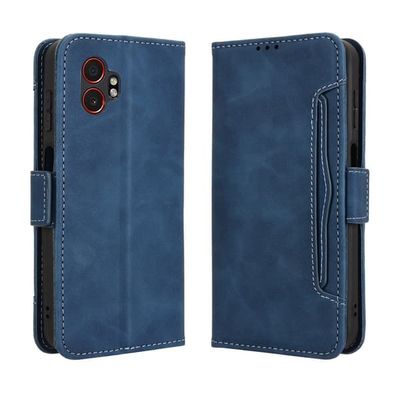Lommebok-etui i moderne skinn-design Samsung Galaxy XCover7 Pro - Blå