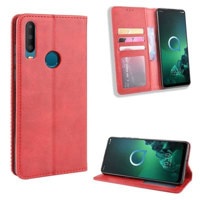 Bofink Vintage läder Alcatel 3X (2019) fodral - Röd