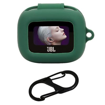JBL Live Flex 3 Etui Anti-Drop Høretelefon Silikone Cover med hængende spænde - Sortliggrøn