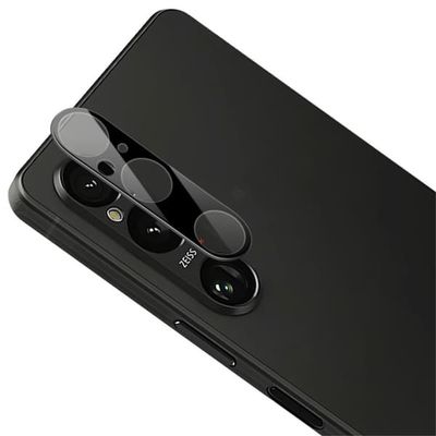 IMAK Sony Xperia 1 VI glas kamerabeskytter med akryl linsehætte - Sort Udgave