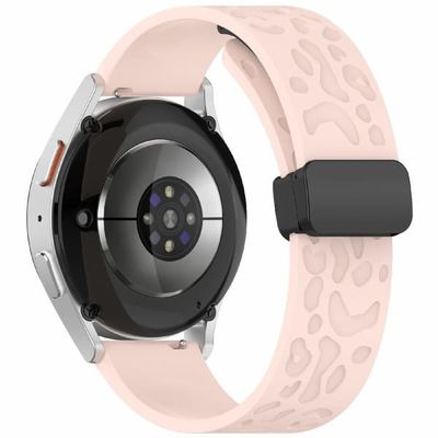 KALEBOL 18mm Magnetic Silicone Strap Huawei Watch GT 5 41mm / GT 4 41mm / Garmin Venu 3S Leopard Print Watch Band - Pink