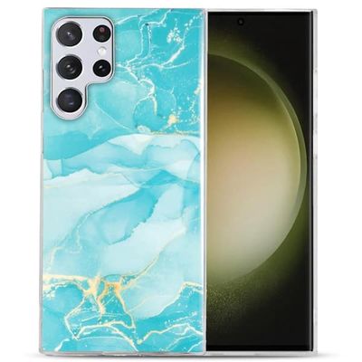 Marble Samsung Galaxy S23 Ultra Etui - Grønn