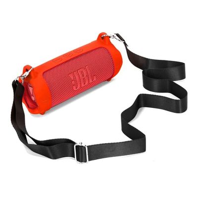 JBL Flip 7 høyttaler silikonveske Bærbar beskyttelsesdeksel med skulderrem / karabinkrok - Rød