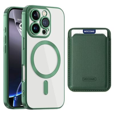 iPhone 16 Pro-etui kompatibelt med MagSafe - fleksibelt og støtsikkert mobiletui med kortlomme - Svartgrønn