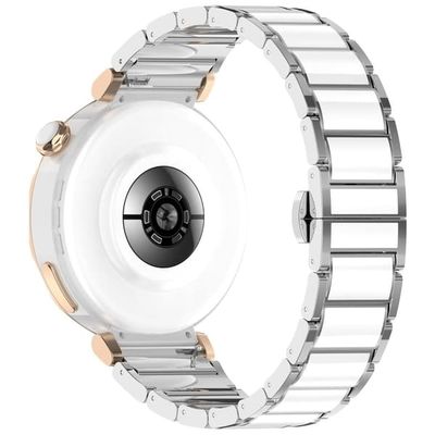 Huawei Watch GT 5 Pro 42 mm / GT 5 41 mm keramisk metallarmbånd 18 mm universelt armbånd - Sølv + Hvit