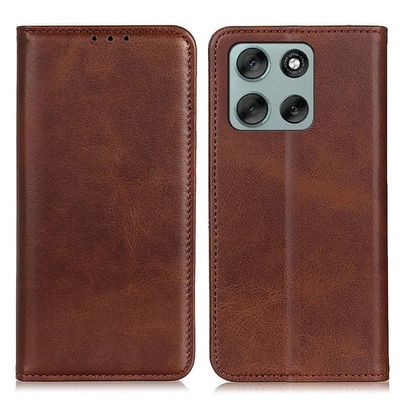 Skinn-etui i lommebok-stil for Motorola Moto G56 - Kaffe