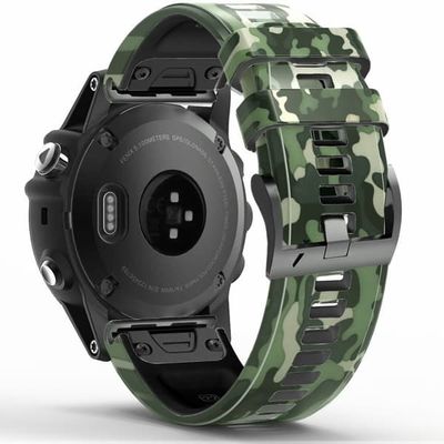 26 mm silikoneurrem med camouflagemønster til Garmin-ur - Camouflage Grøn