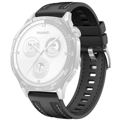22mm nylon silikone urrem Huawei Watch GT 5 Pro 46mm / GT 5 46mm / GT 4 46mm / GT 3 Pro 46mm / GT 3 46mm udskiftningsrem - Sort