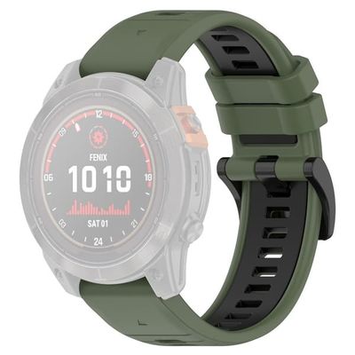 Garmin Fenix 7S / 7S Pro / 6S QuickFit 20 mm silikonklokkebånd med to farger - Olivengrønn + Svart