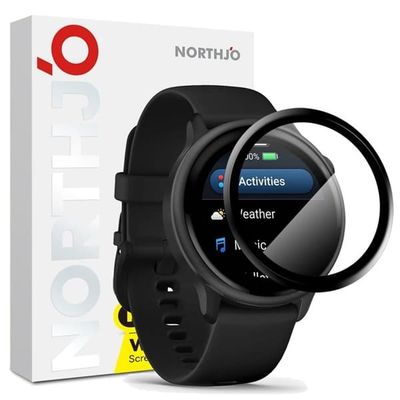NORTHJO Garmin Vivoactive 6 skærmbeskytter Fleksibel anti-ridse sort kant urfilm HD-klarhed Slidstærk