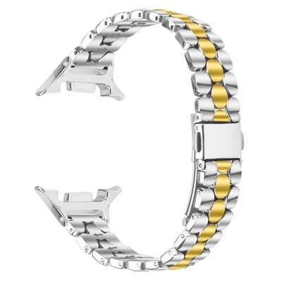 Urrem til Samsung Galaxy Watch8 Classic 46 mm, perleformet rustfrit stål med galvanisering - Sølv / Guld