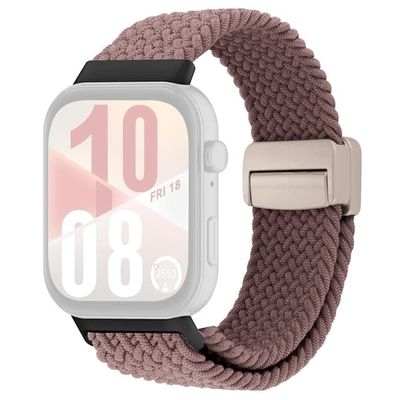 KALEBOL armbånd til Huawei Watch Fit 4 Pro / Fit 4 / Fit 3 magnetisk spenne nylonflettet armbånd - Røyklilla / Røyklilla